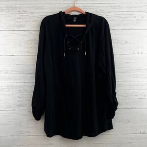 INC Black Lightweight Pullover Hooded Top Size XL